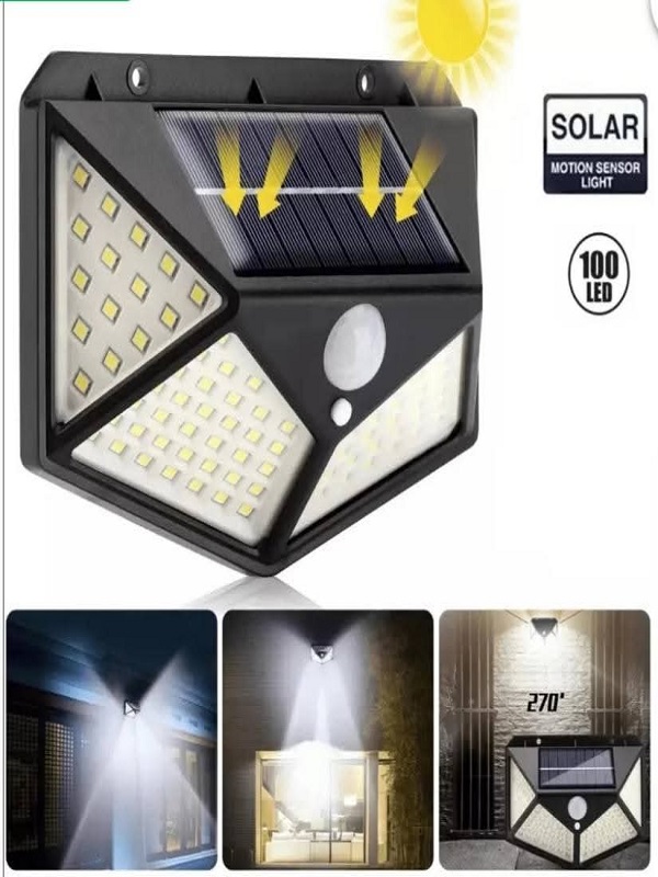 100 Ledli 3 ModGüneş Enerjili Solar Lamba Bahçe Yazlık Ev Led Hareket Sensörlü 4 Taraflı Aydınlatma